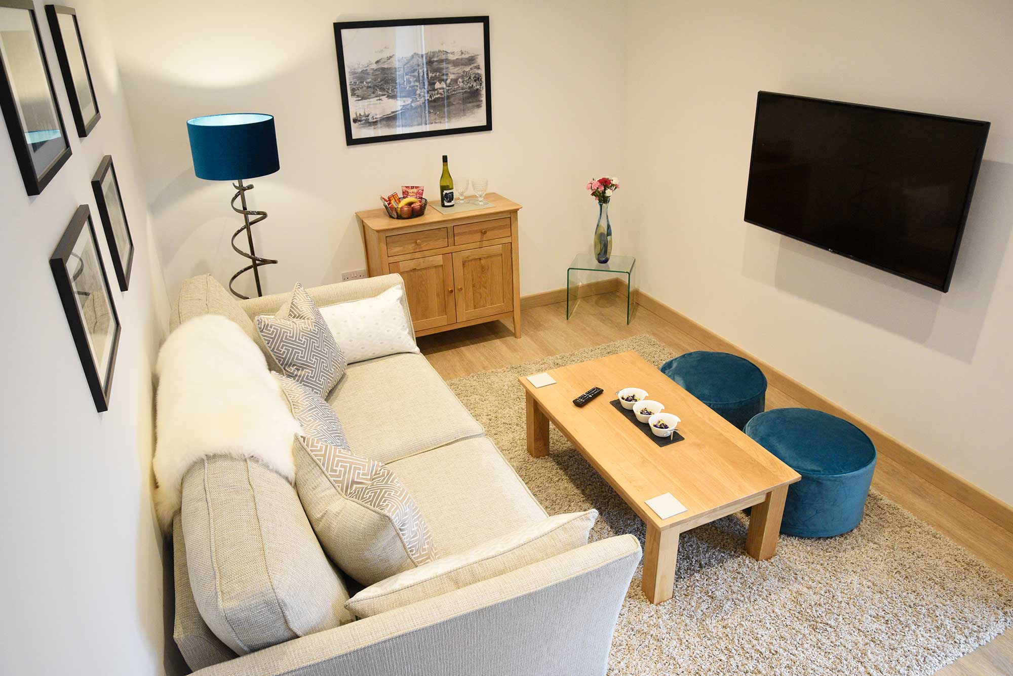 Woodland Lodge luxury living room with WIFI and Freeview TV